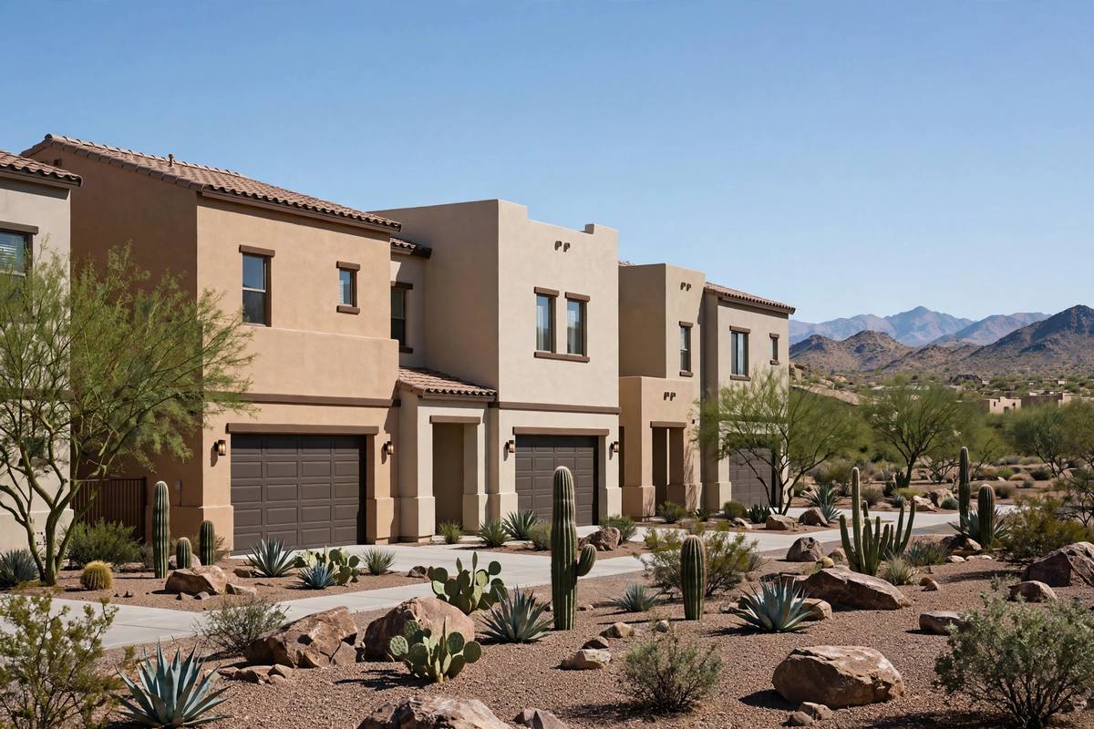Arizona HOA community townhomes with shared walls and desert landscaping